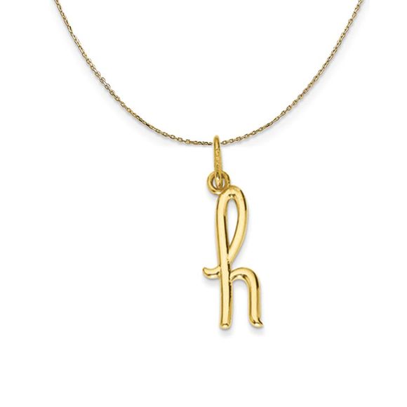 14k Yellow Gold, Claire Mini Lower Case Initial H Necklace - 22 Inch - Picture 1 of 7